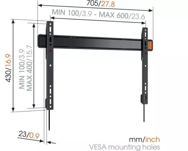 Série WALL - fixe  - XL - 40"-100" 80kg – Image 4