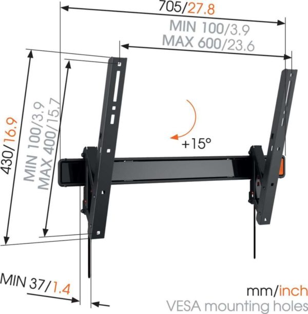 Série WALL - inclinable  - L - 40"-65" 40kg – Image 4